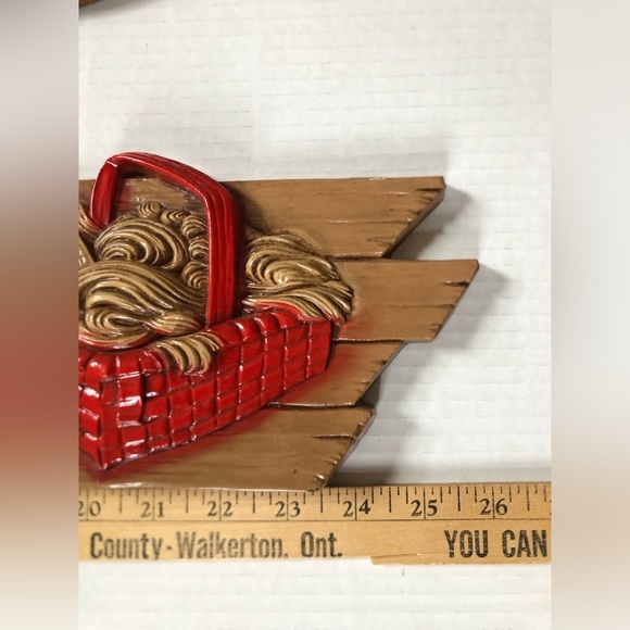 Vtg 70s Girl Spinning Yarn Wall Art - Picture 9 of 15